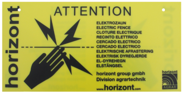 Warnschild für Elektrozäune. pferde-komfort.de